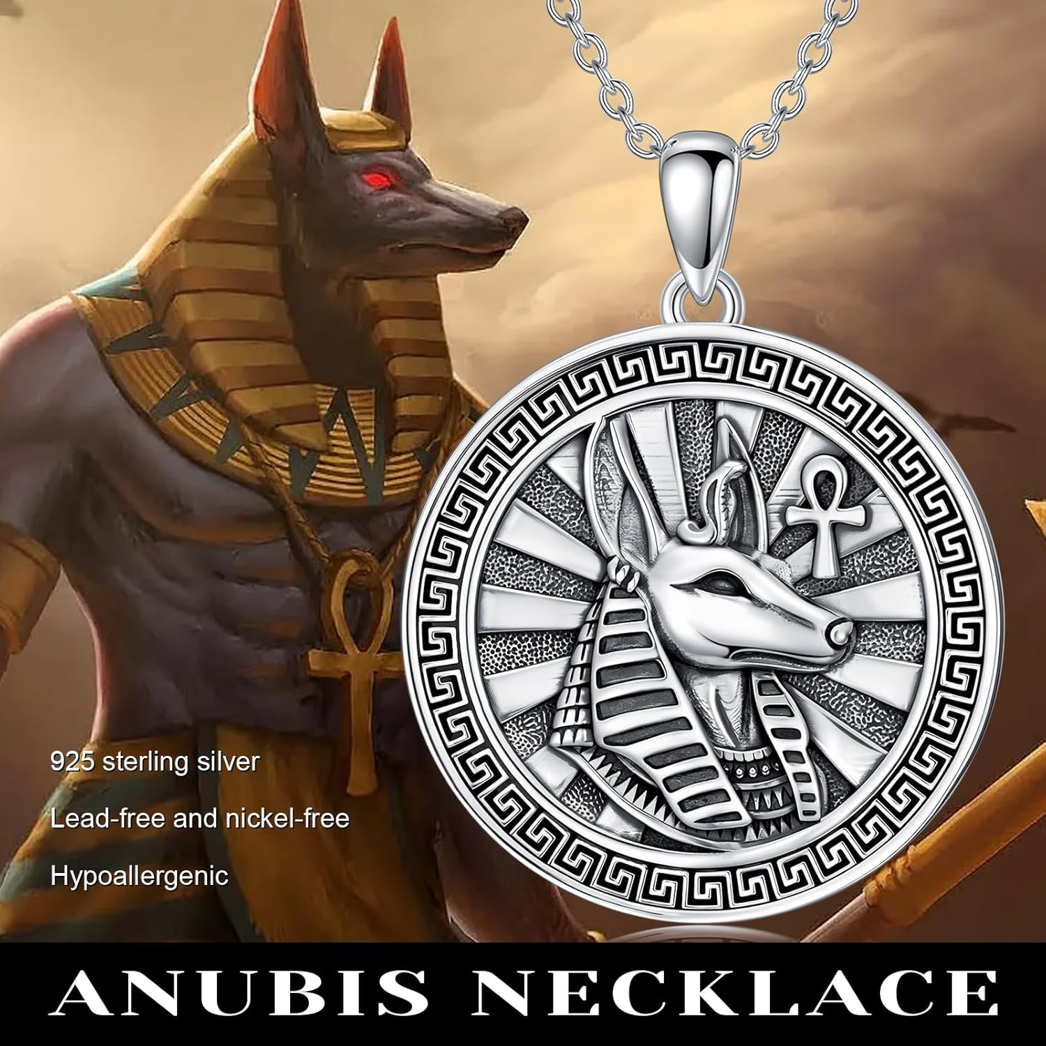 Egyptian Necklace Anubis/Bastet Goddess/Isis/Cleopatra/Eye of Horus Pendant 925 Sterling Silver Egypt Jewelry Gifts for Women Men - Image 7