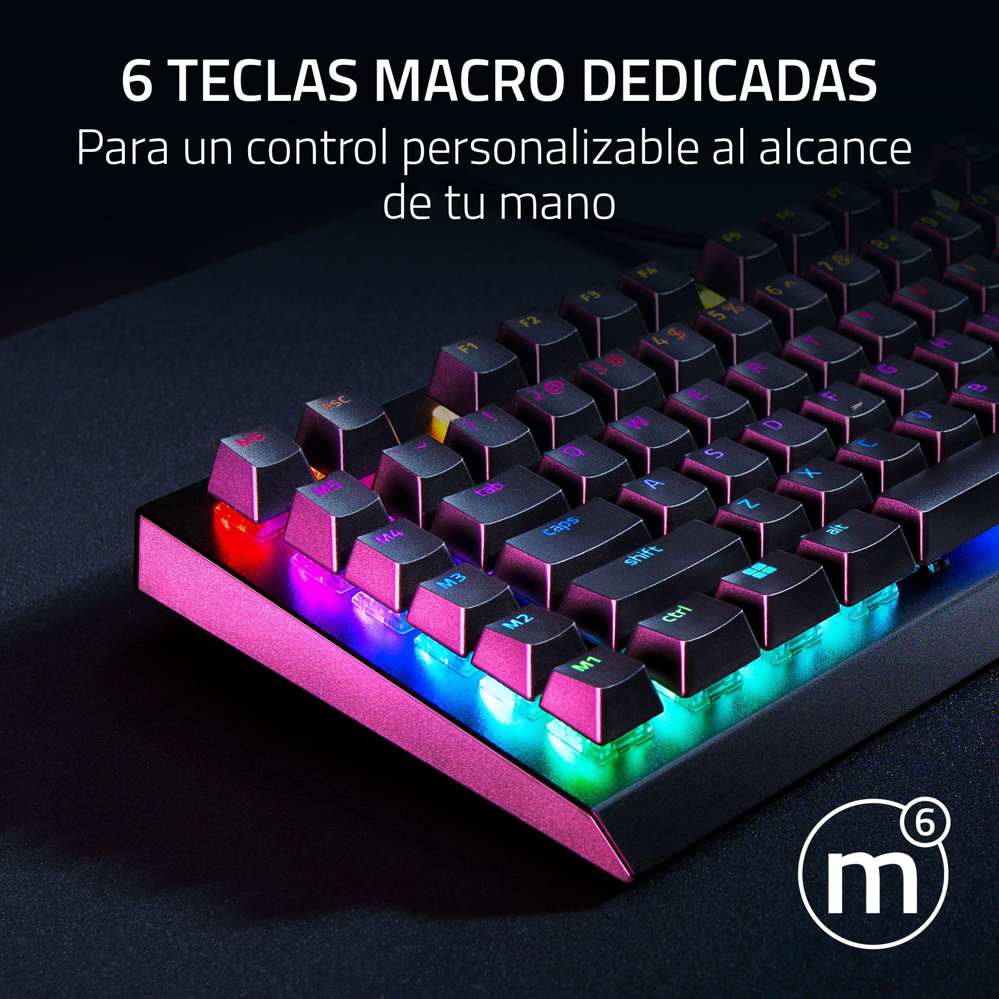 Razer BlackWidow V4 X - Teclado mecánico Gaming (Switches mecánicos Amarillos, 6 Teclas Macro dedicadas, Teclas de ABS de Doble inyección, Chroma RGB) QWERTY Teclado ES | Negro