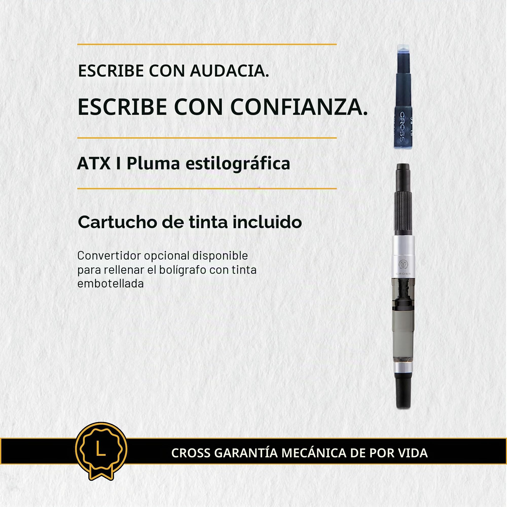 Cross 886-46FJ Pluma Estilográfica ATX Plumín Punto Fino Cepillado con Grabado de Diamante y Detalles PVD, Gris Titanio