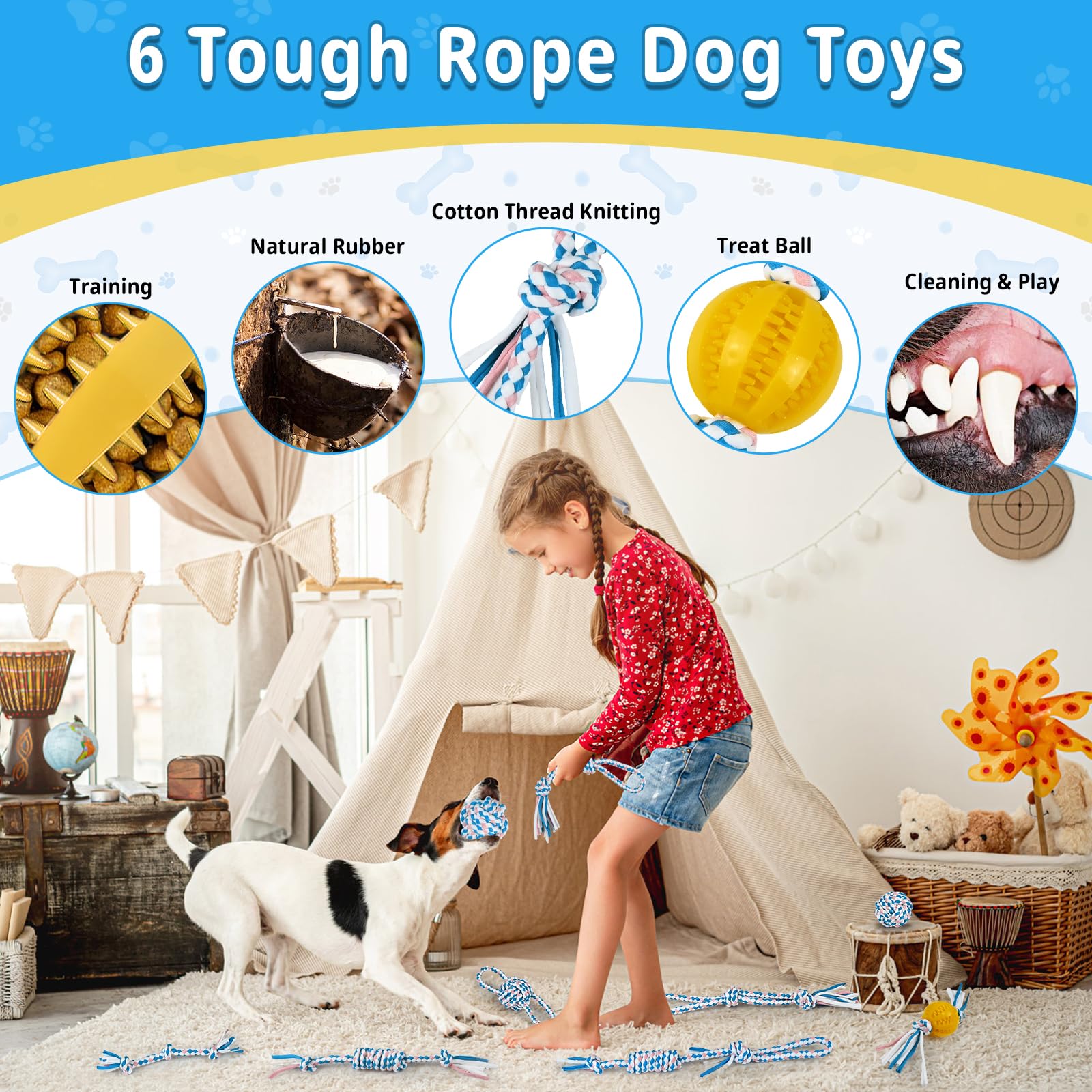 12 Pack Puppy Teething Toys for Small Dogs, Plush Cute Squeaky Dog Toys, Durable Various Dog Rope Toys and Treat Dispenser Ball, Juguetes Para Perros, Best Puppy Chewing Toy for Fun and Teeth Cleaning 1