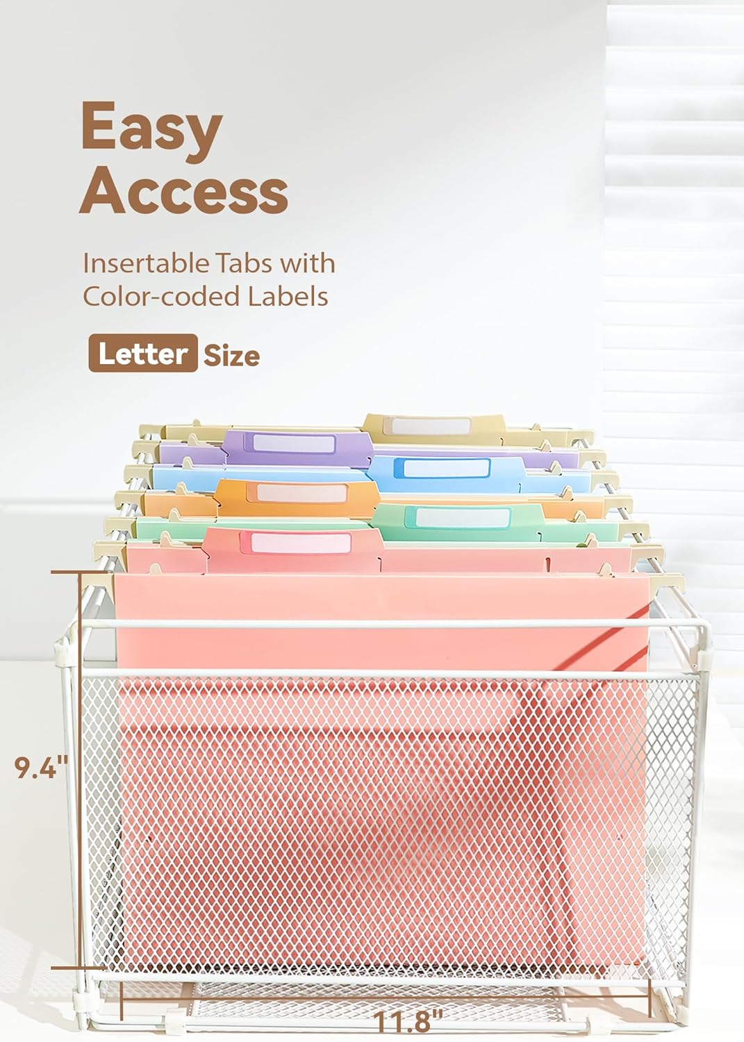 SortRax Plastic High Capacity Hanging File Folders, 4" Expansion for Bulky Documents, Side-Sealed Pocket, Holds Heavy Files, Letter Size, Movable Dividers, Insertable Tabs, 6 Pack, Pastel Colors