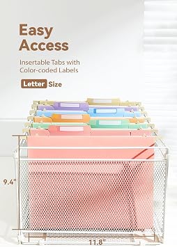 SortRax Hanging File Folders, 4 Expansion for Bulky Files, Letter, Pastel