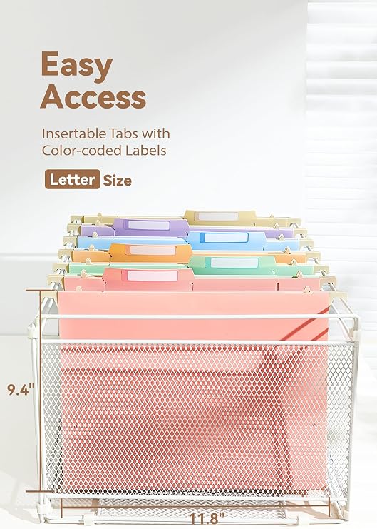 SortRax Hanging File Folders, 4 Expansion for Bulky Files, Letter, Pastel