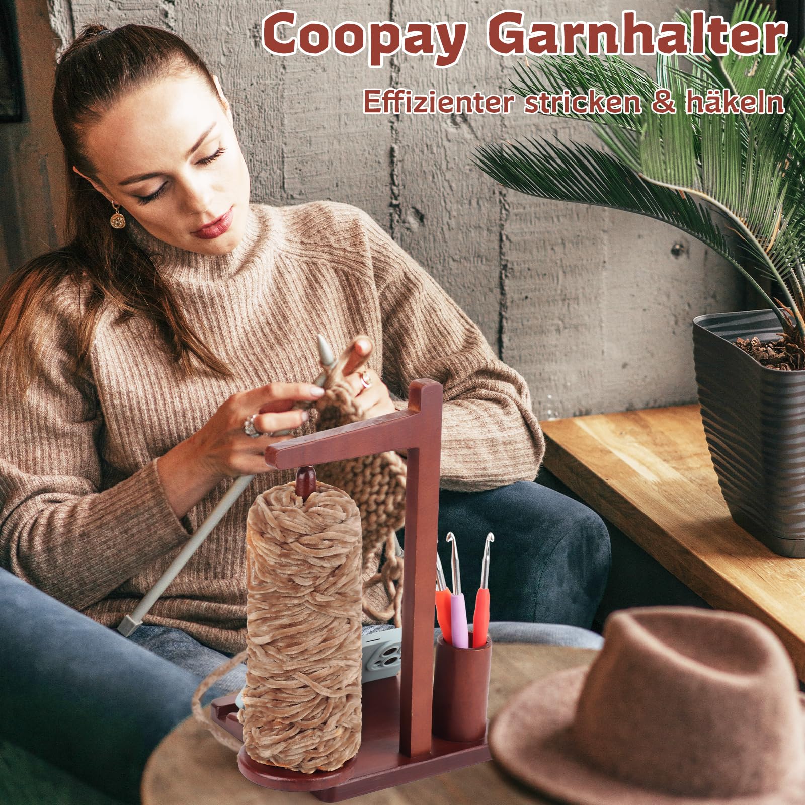 Supporto Per Filato In Legno Coopay - Con Magnete Per Uncinetto E Maglieria, Porta Gomitoli - Foto 13