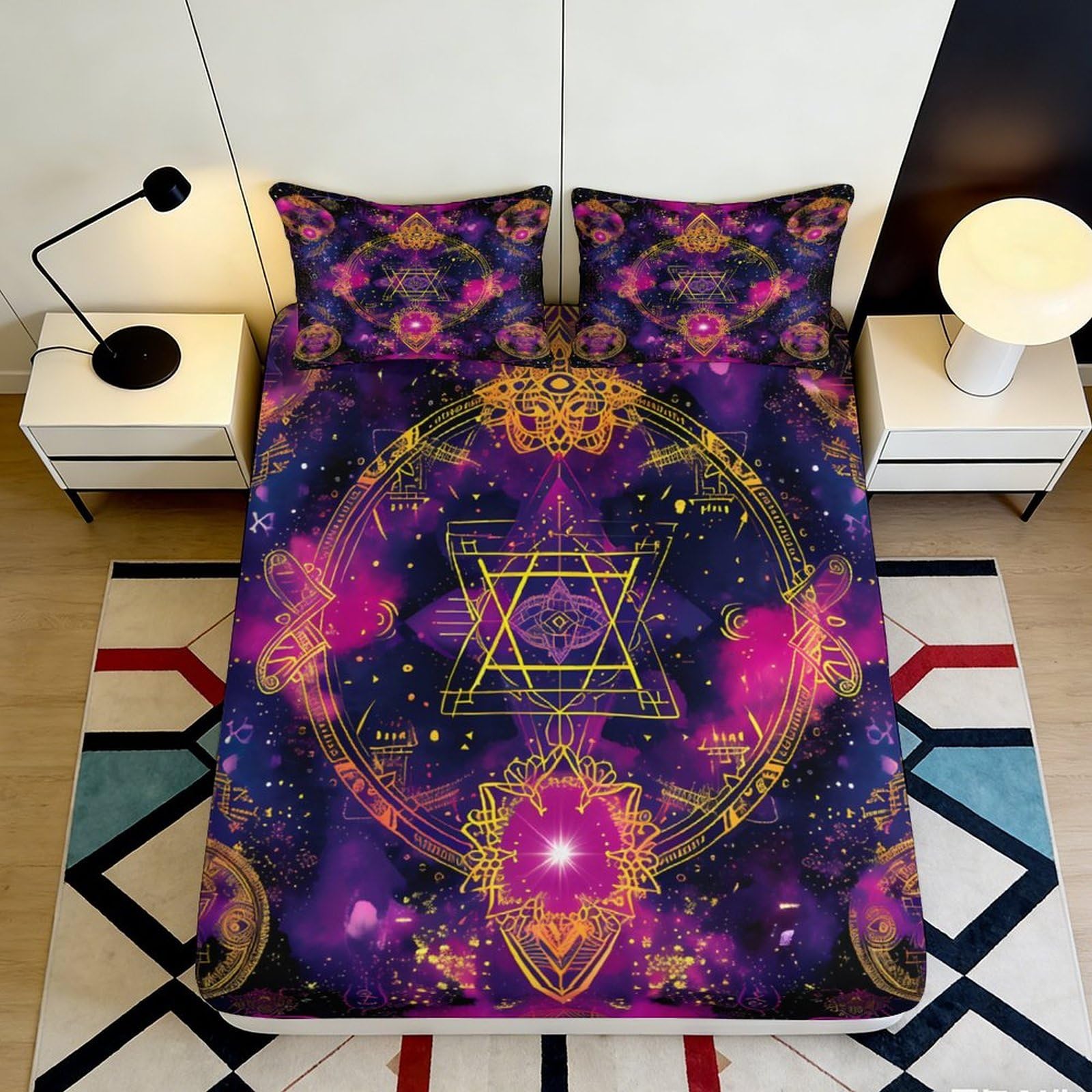 Uxinyoume Style-3 3D Printed Galaxy Starry Sky Fitted Sheet Microfiber Bedroom Decor Cosmic Nebula Mattress Cover Machine Washable 90X200x25cm