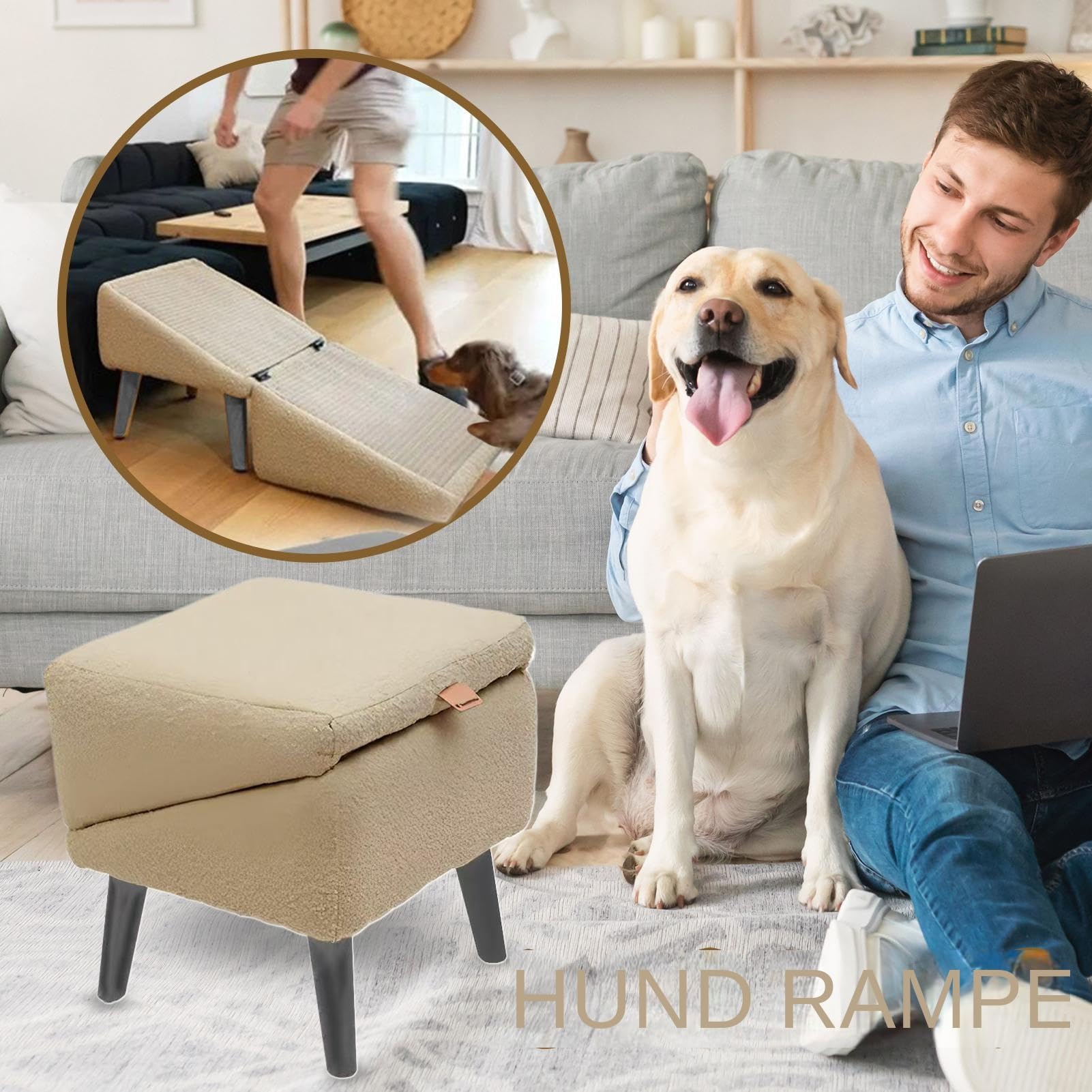 Rampa para perros, sofá, cama, rampa de madera, antideslizante, escalera para perros, plegable, multifuncional, escalera para gatitos, antideslizante, rampa para mascotas para perros pequeños y perros