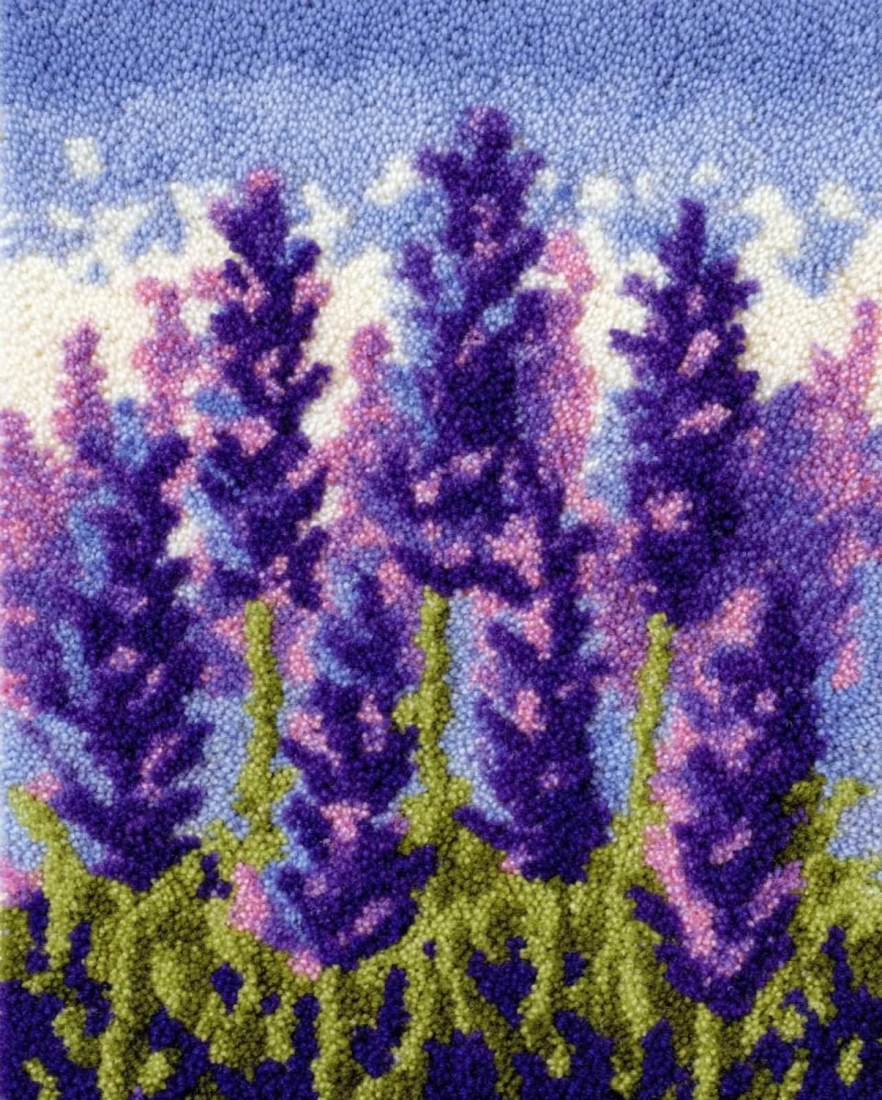 Wallphantom DIY Latch Hook Rug Kit Handmade Carpet,Violet Flowers