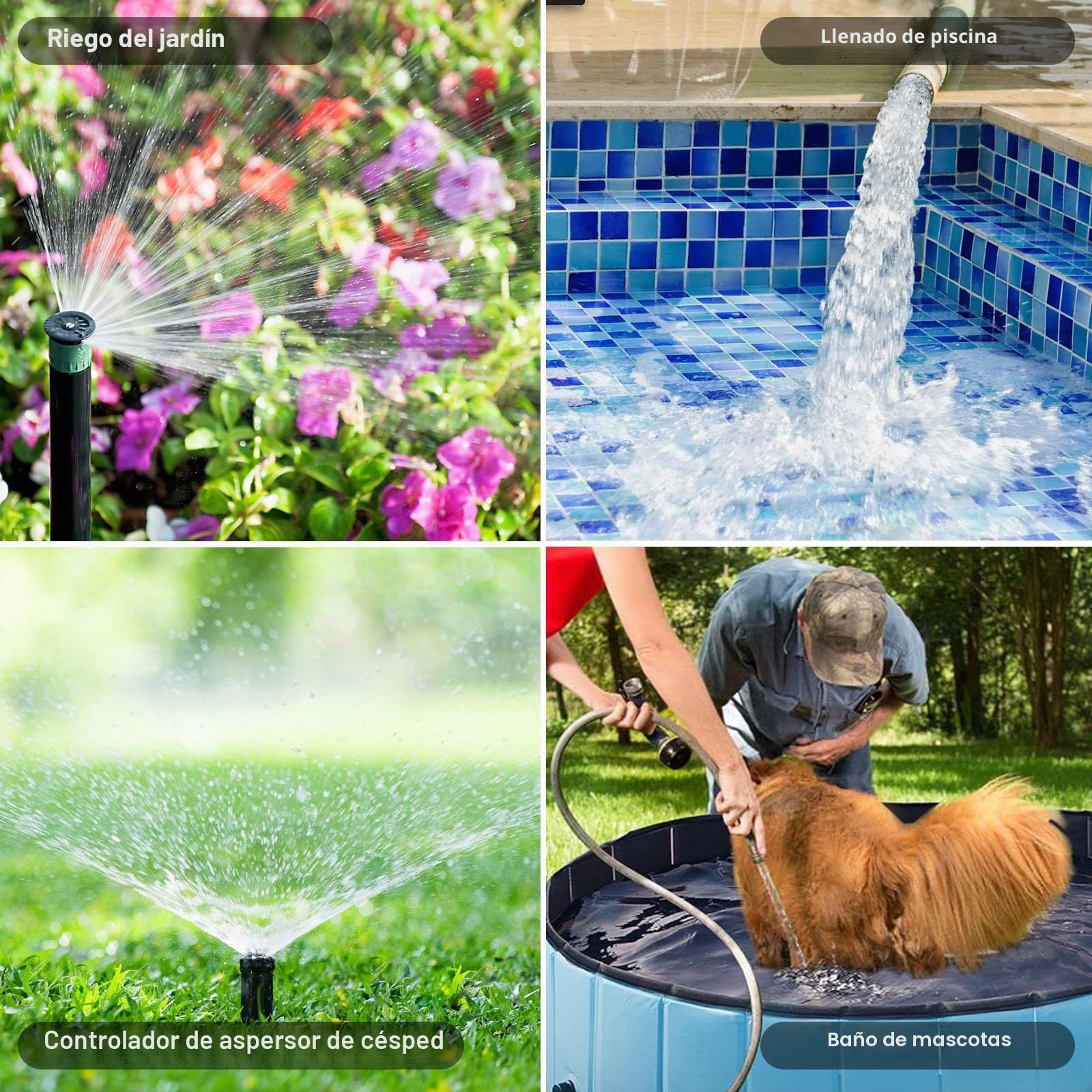 Ordenador de riego, Temporizador Inteligente de riego automático, Temporizador de Agua WiFi para aspersor de césped, con aplicación y Control del Consumo de Agua, para jardín