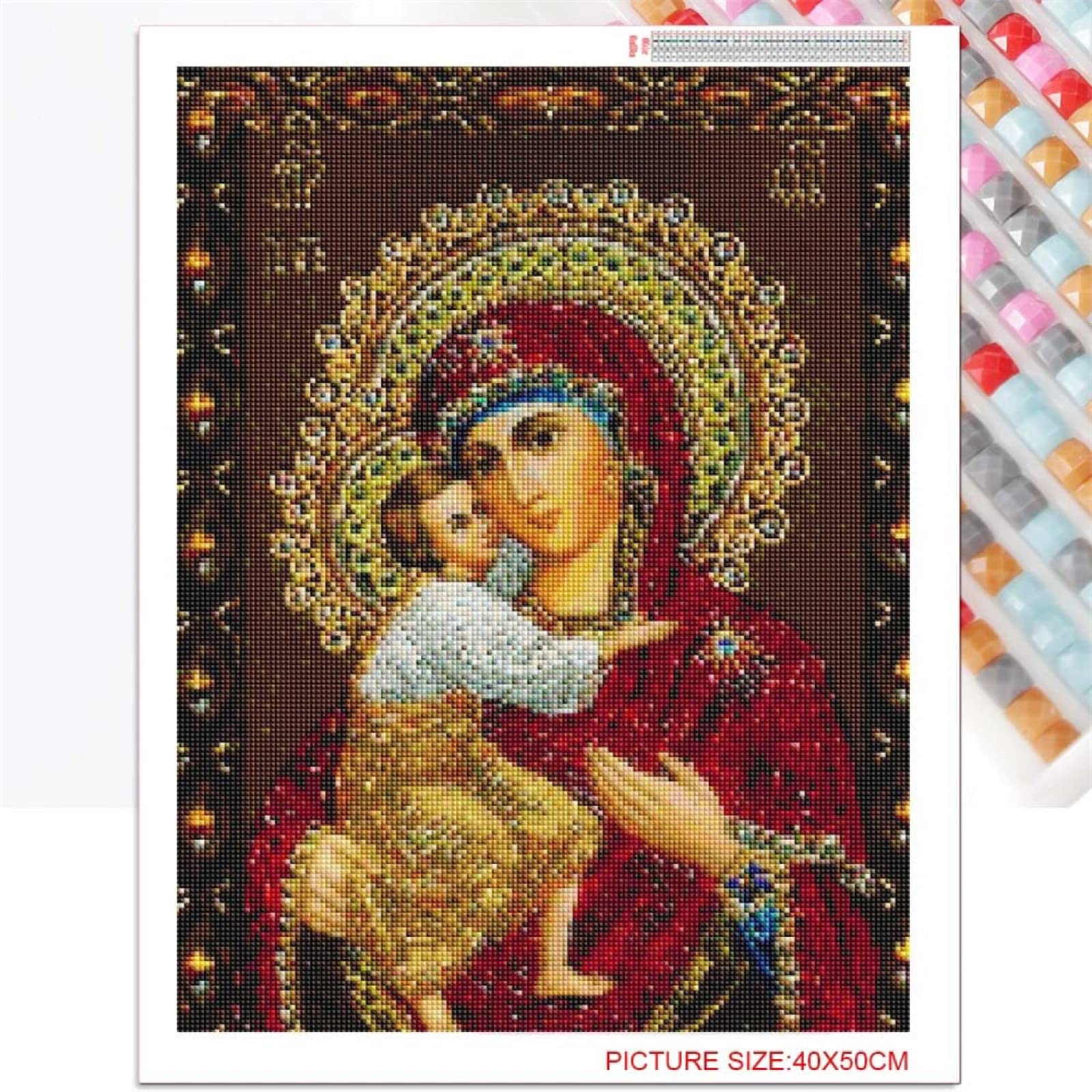 Diamond Painting Kit Completo,5D fai da te Number Kit Kit di Ricamo Artigianale, per Adulti&Bambini Grandi Dimensioni Pittura Diamante,Strass Pixel Art Kit Punto Croce con Perline, Vergine Maria