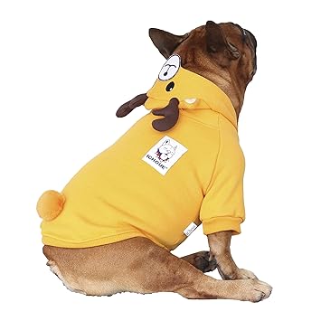 iChoue Reindeer Antlers Dog Costumes Hoodie Warm Coat Winter Clothes for French Bulldog Frenchie Shiba Inu -Brown Reindeer/M
