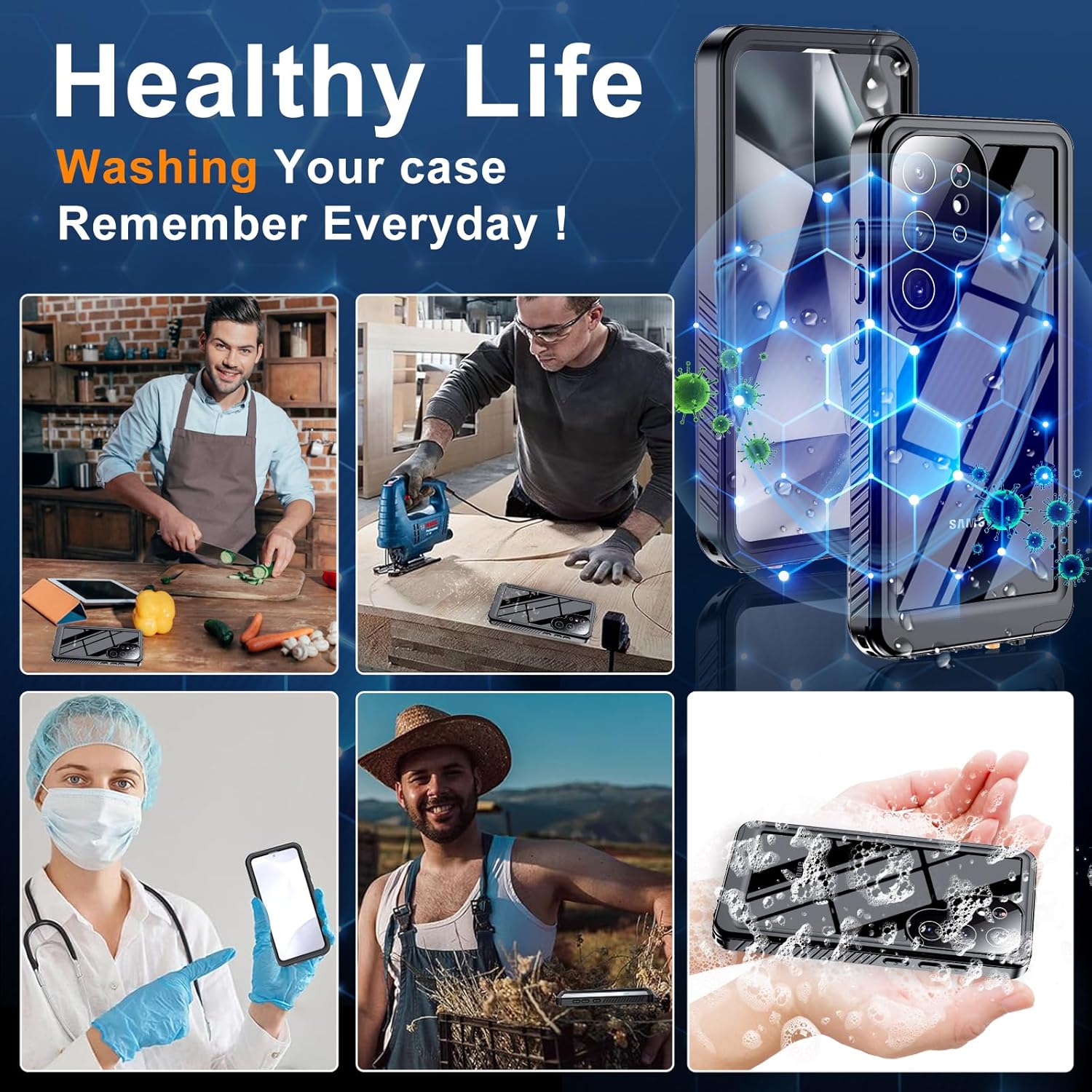 Hualele Galaxy S25 Ultra Case Waterproof, Built in Lens & Screen Protector Rugged Full Body Heavy Duty Protective Shockproof IP68 Underwater Cover for Samsung Galaxy S25 Ultra Black/Clear