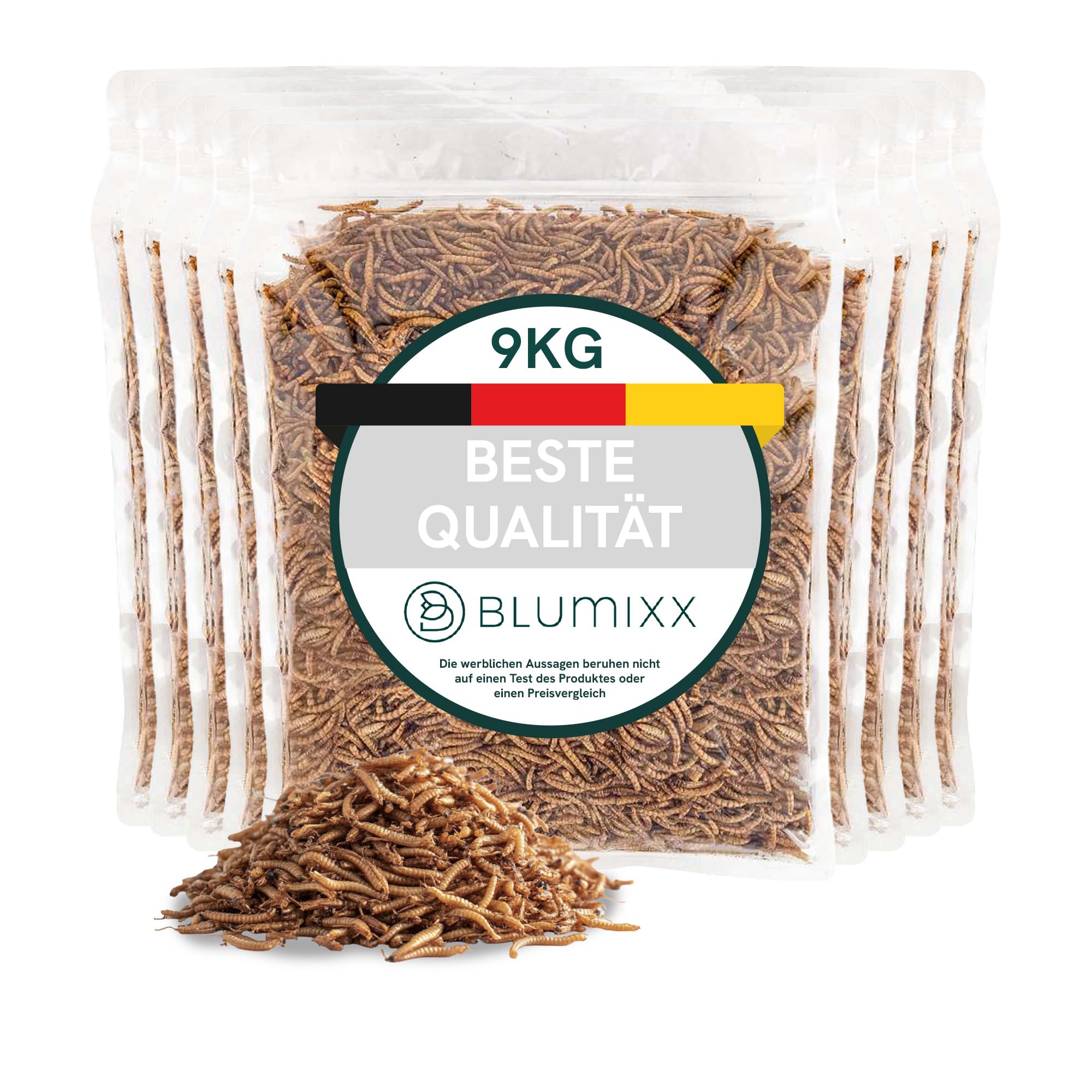 Gusanos de harina secos para reptiles, 9 kg, calidad premium, alimento nutritivo, perfecto para una variedad de anfibios, alimento para tortugas, alimento para peces estanque y acuario, bolsa