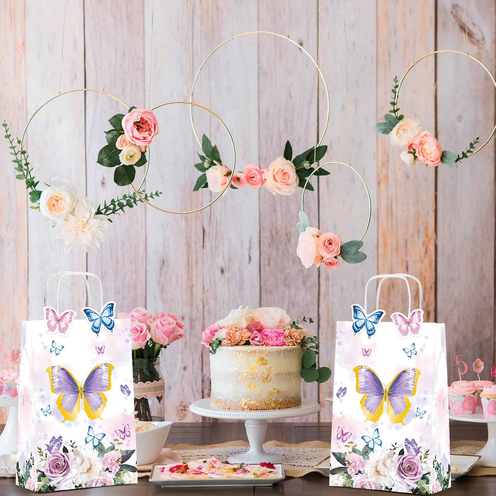 Bolsas De Papel Con Flores Silvestres - 12 Unidades Para Dulces, Golosinas Y Favores De Fiesta | Baby Shower, Boda