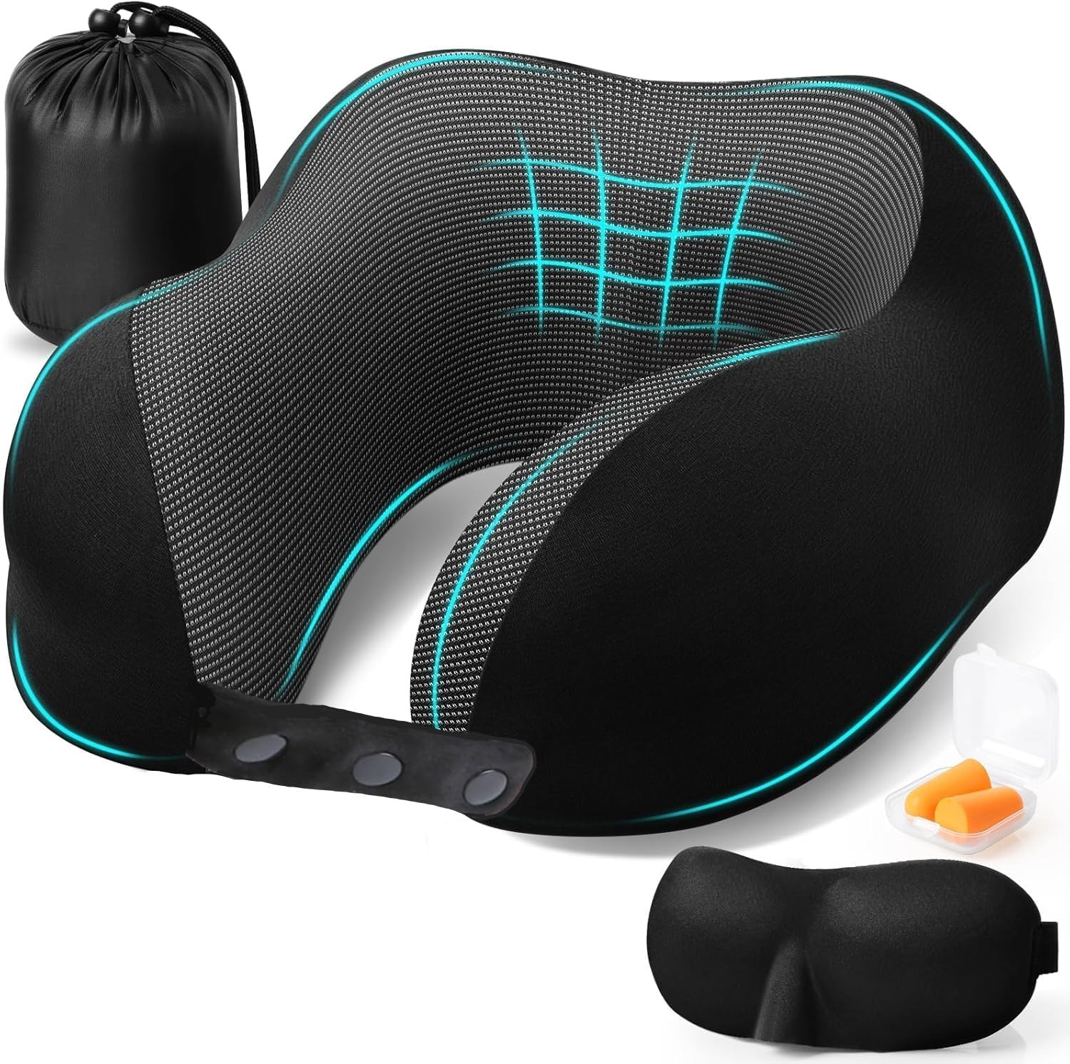 Travel Pillow for Adults, Memory Foam Airplane Pillow for Neck Support, Adjustable & Ergonomic Flight Travel Cushion with Eye Mask, Ear Plugs, Washable Carry Bag – Compact for Airplane, Car, Office Travel Pillow for Adults, Memory Foam Airplane Pillow for Neck Support, Adjustable & Ergonomic Flight Travel Cushion with Eye Mask, Ear Plugs, Washable Carry Bag – Compact for Airplane, Car, Office