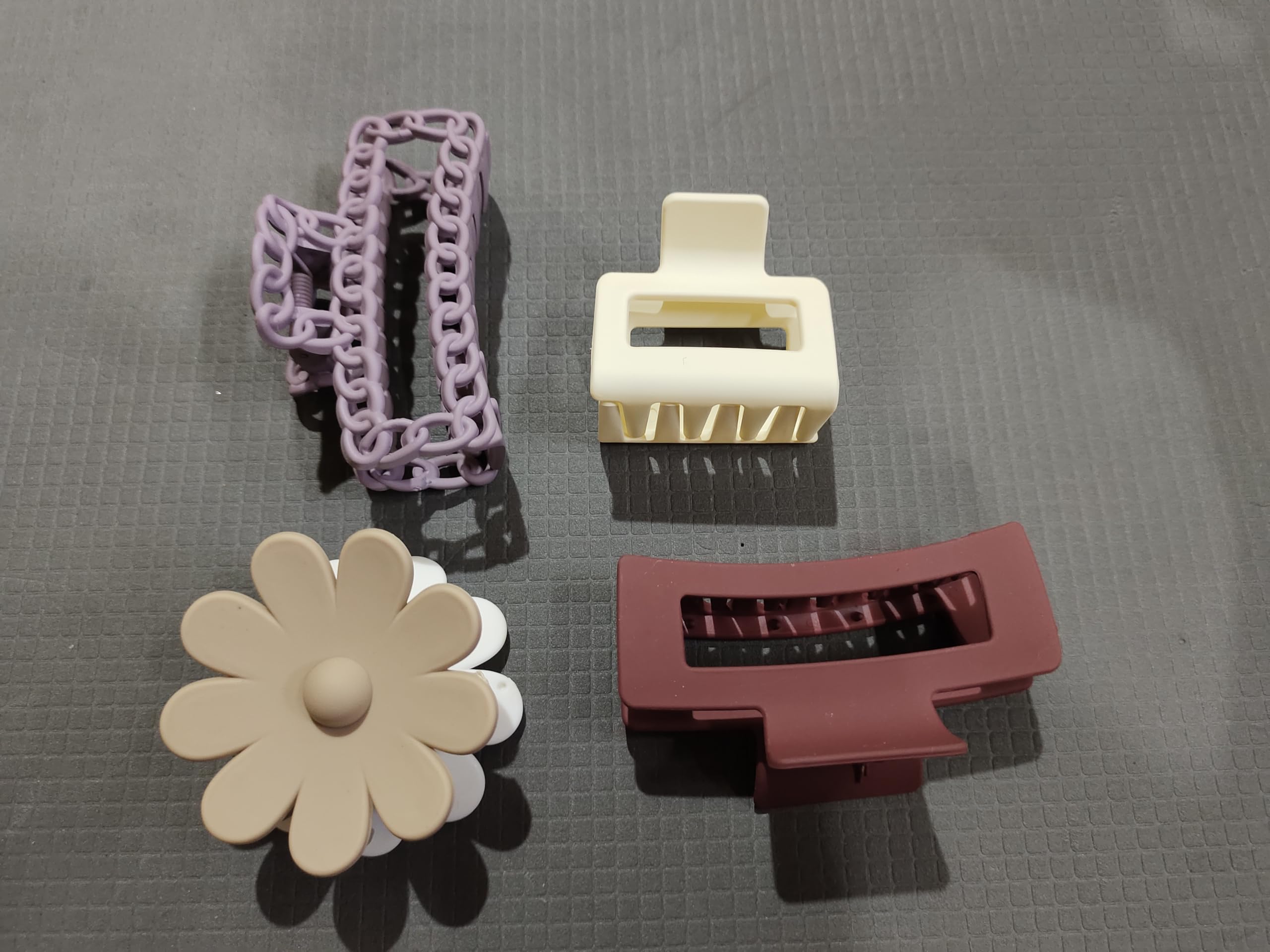 TrendyTrolley 4 Pc Large Hair Claw Clips Combo Set | Non-Slip Matte Finish Hair Clutcher & Ponytail Holder Clips for Women & Girls | Durable Strong Grip Hair Accessories (HC-C8) 4