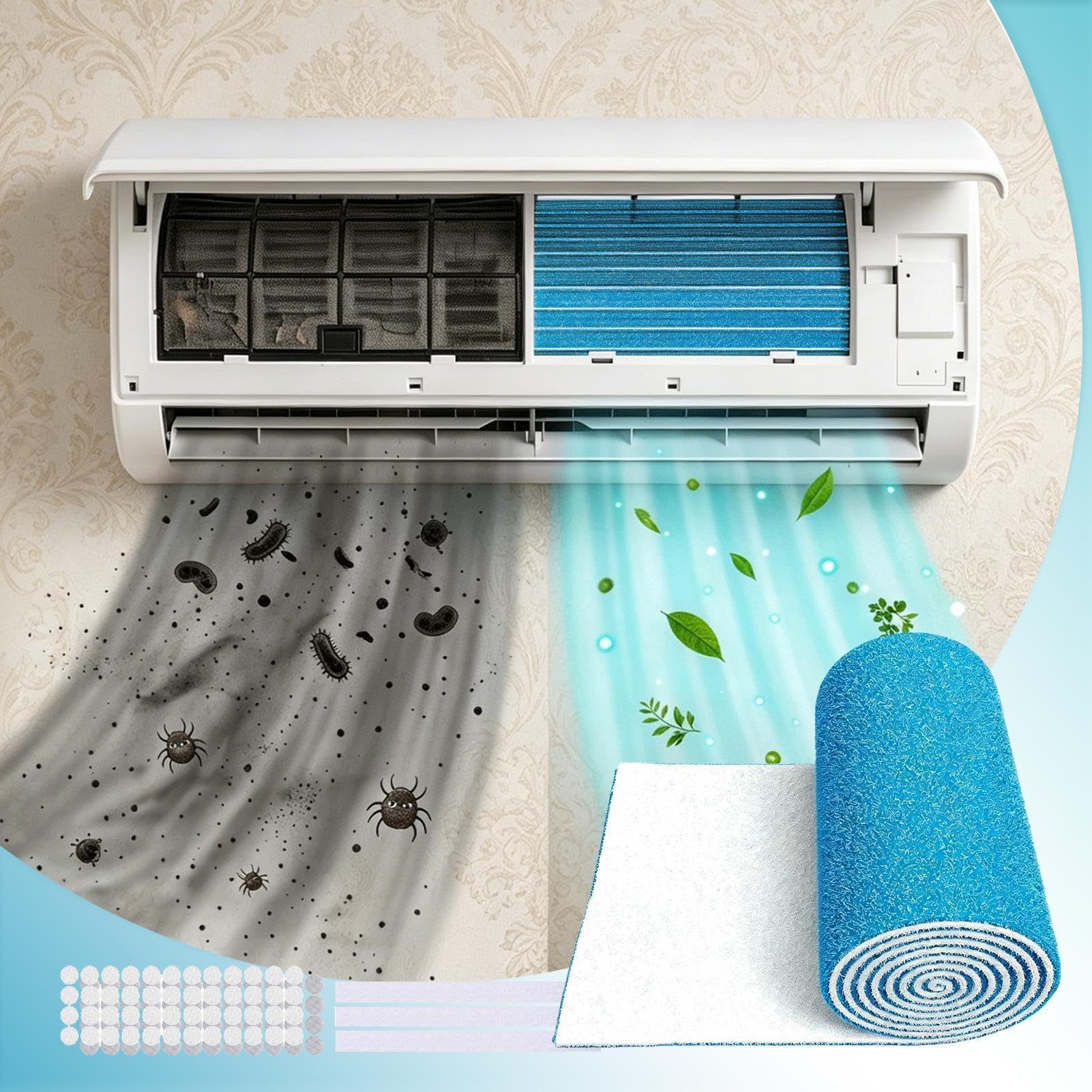 Filtri di ventilazione | Heavy Duty High Efficiency | Materiale filtro rotolo di ventilazione HVAC – per casa, appartamento, camera, ufficio, camper, soffitto, fornace griglie