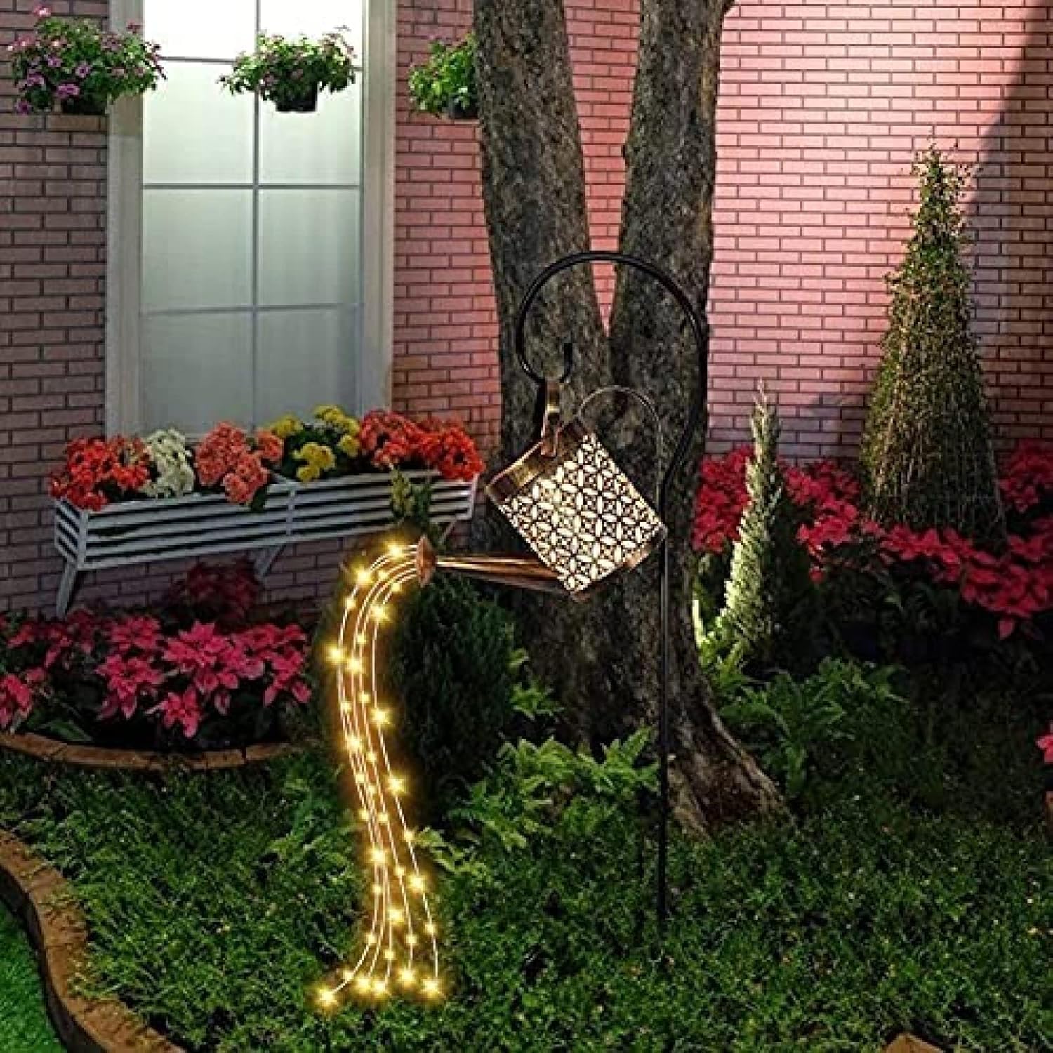 Luces Led Solares para Jardín, Luces Decorativas para Jardín Impermeables para Exteriores, Luces De Cadena para Regadera, Luces De Cadena para Regadera De Ducha, Luces Solares para Regadera