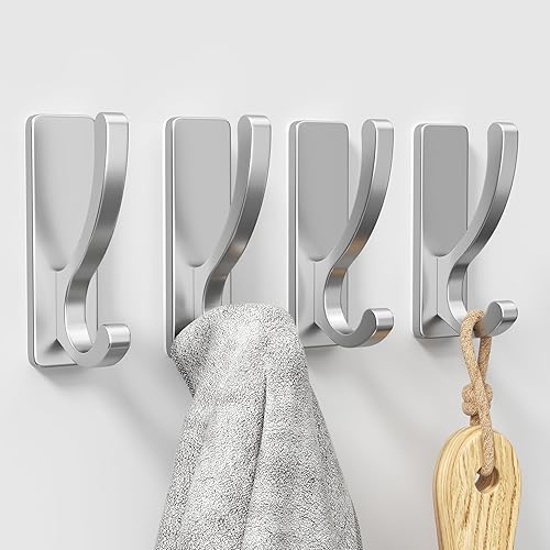 Miniatura 8 de Ganchos adhesivos de pared para toallas, abrigos, ganchos para colgar resistentes (13 libras), gancho de metal para puerta, baño, dormitorio,