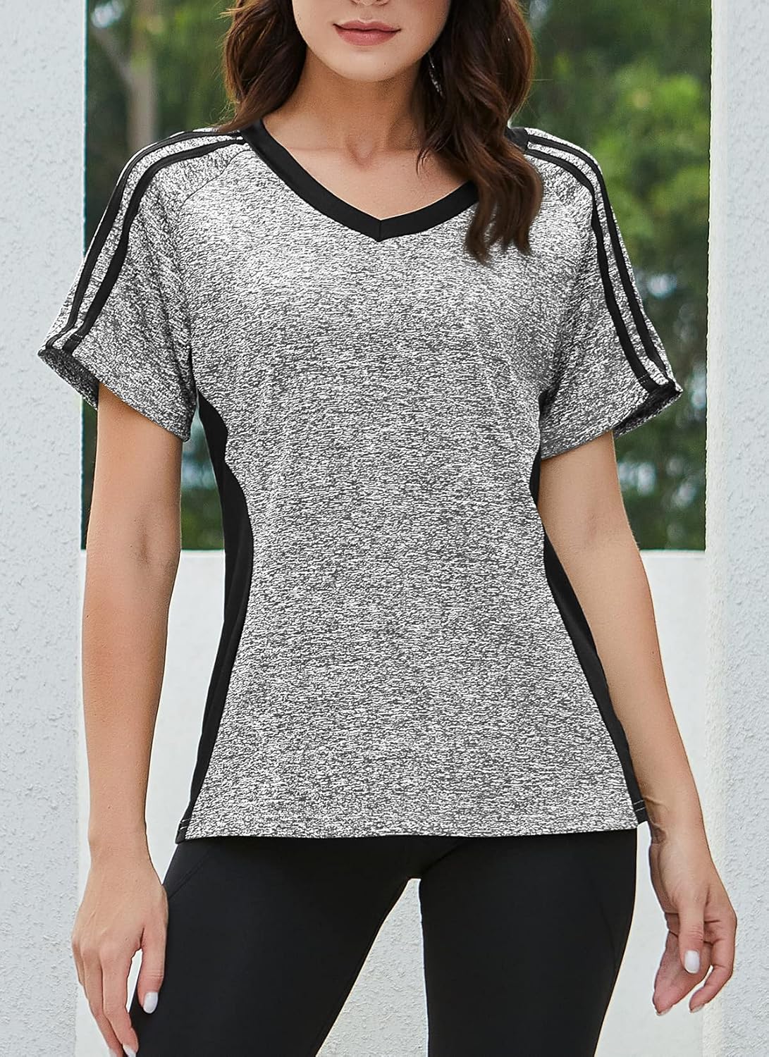 HOCOSIT Women's Workout Shirts Fast Dry Active Wear Yoga Top Sweat Wcking Clothes - Image 2