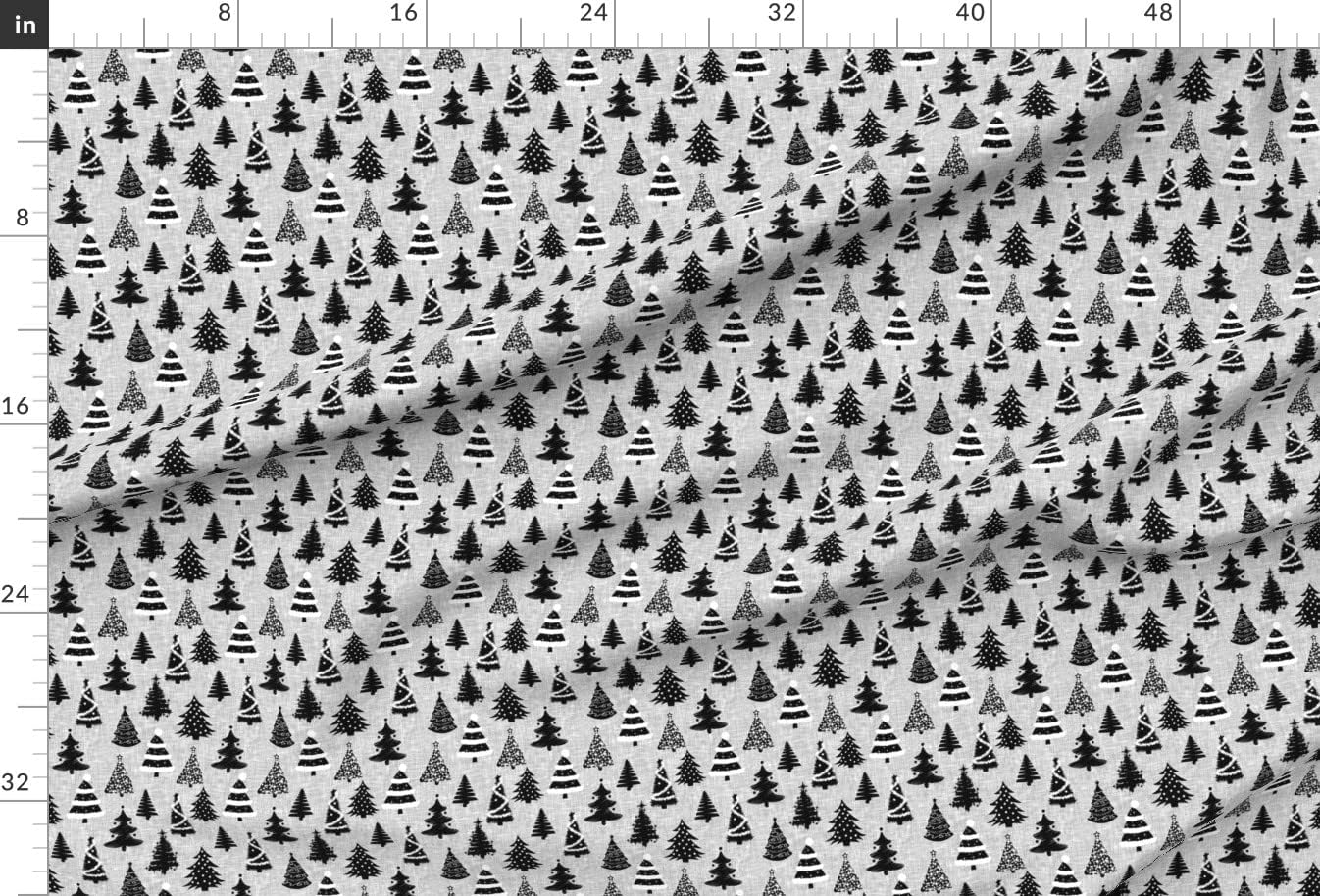 Spoonflower Fabric - Christmas Trees Monochrome Black White Holiday Tree Forest Printed on Minky Fabric by The Yard - Sewing Baby Blankets Quilt Backing Plush