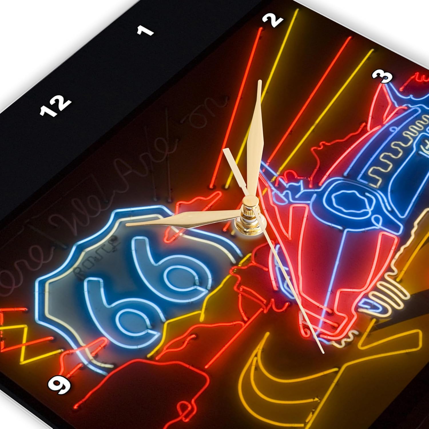 3dRose Route 66 Neon Sign - Gallup Chamber of Commerce - Us32 Tdr0060 - Trish Drury - Wall Clock, 15 by 15-Inch (DPP_92986_3)