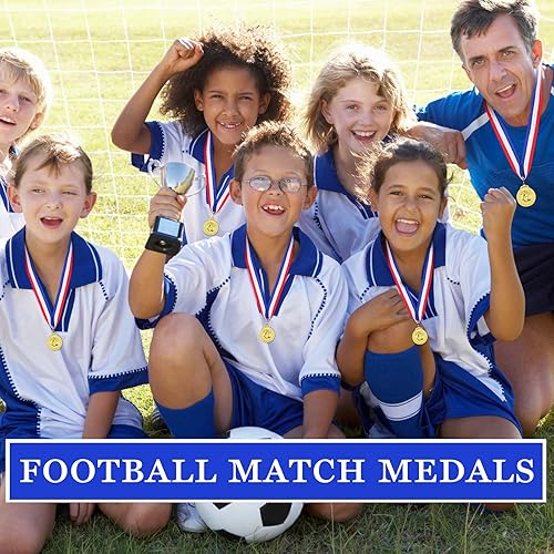 Miniatura 5 de Jexine Medallas de fútbol de 36 piezas para niños, estilo olímpico, medallas de oro con cintas, trofeo de fútbol de metal a granel para equipos