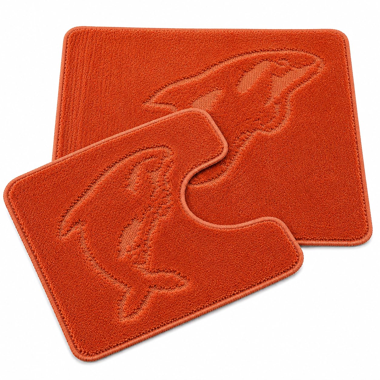 Nightzone Terracotta Dolphin Bath Mat Set 2 Piece Non Slip Pedestal And Bath Mat Set Toilet Bathroom Rug (Terracotta)