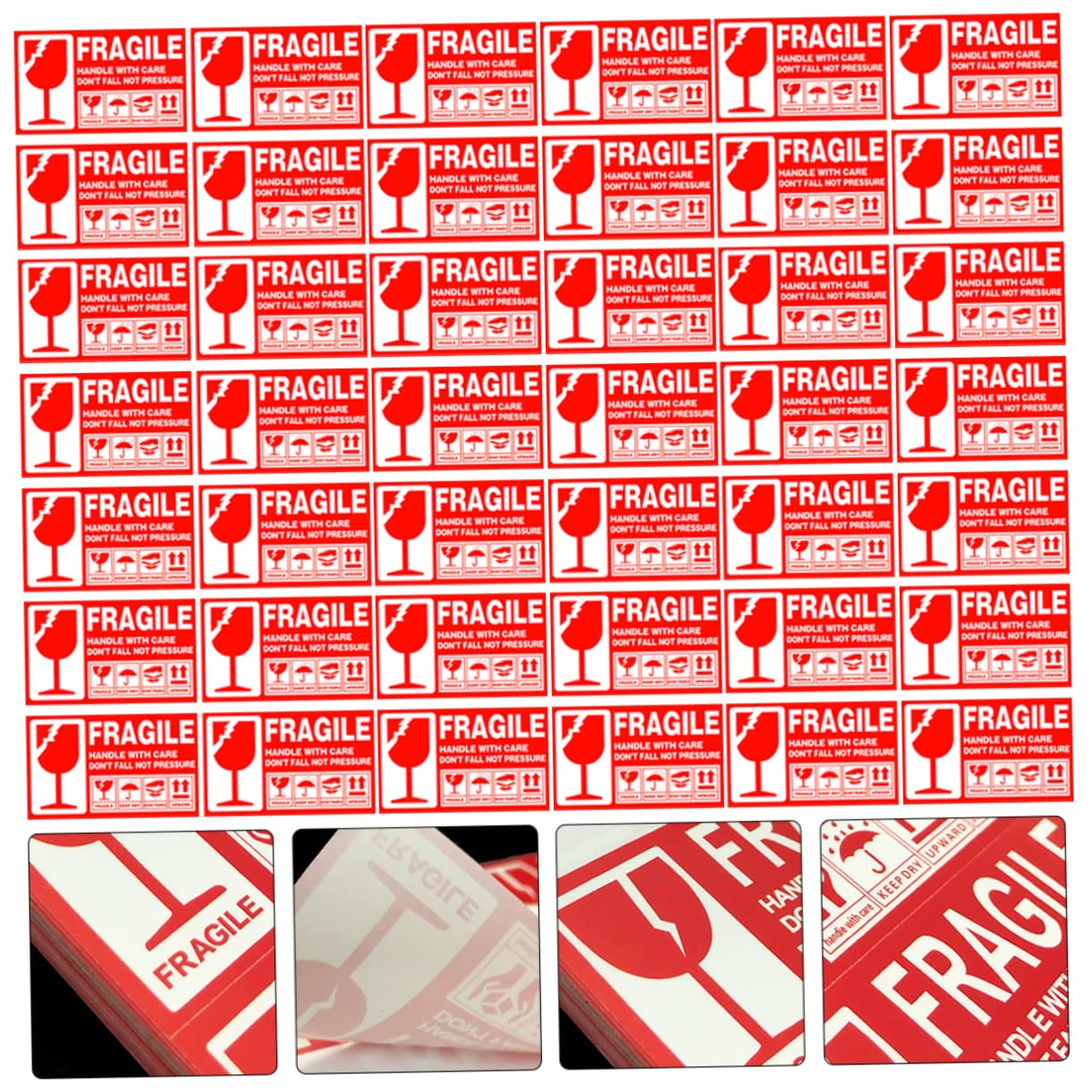 Etiquetas Adhesivas de Advertencia Frágiles Rojas para Envío, Fácil de Pegar, Material Papel, Paquete de 500 Unidades para Embalaje Seguro