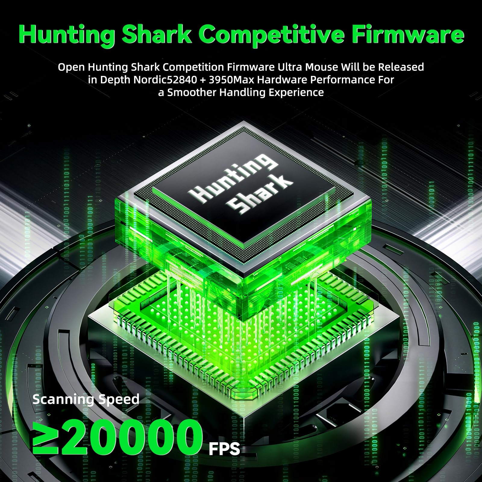 ATTACK SHARK V5 Mouse Gaming Wireless, 53g, Switch Ottici, MCU Nordic52840, Sensore PAW3950MAX, Ricevitore 8KHz LED, 20000 FPS, 42K DPI, BT/2.4Ghz/Cavo,500mAh