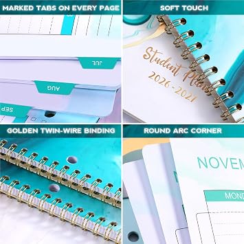 Student Planner 2026-2027 - School Planner 2026-2027 with Stickers, July 2026 - June 2027, 8.5 x 11, Academic Planner & Weekly Planners/Agenda, Thick Paper + Holidays + 3-Hole Punched + Twin-Wire - Sea Blue