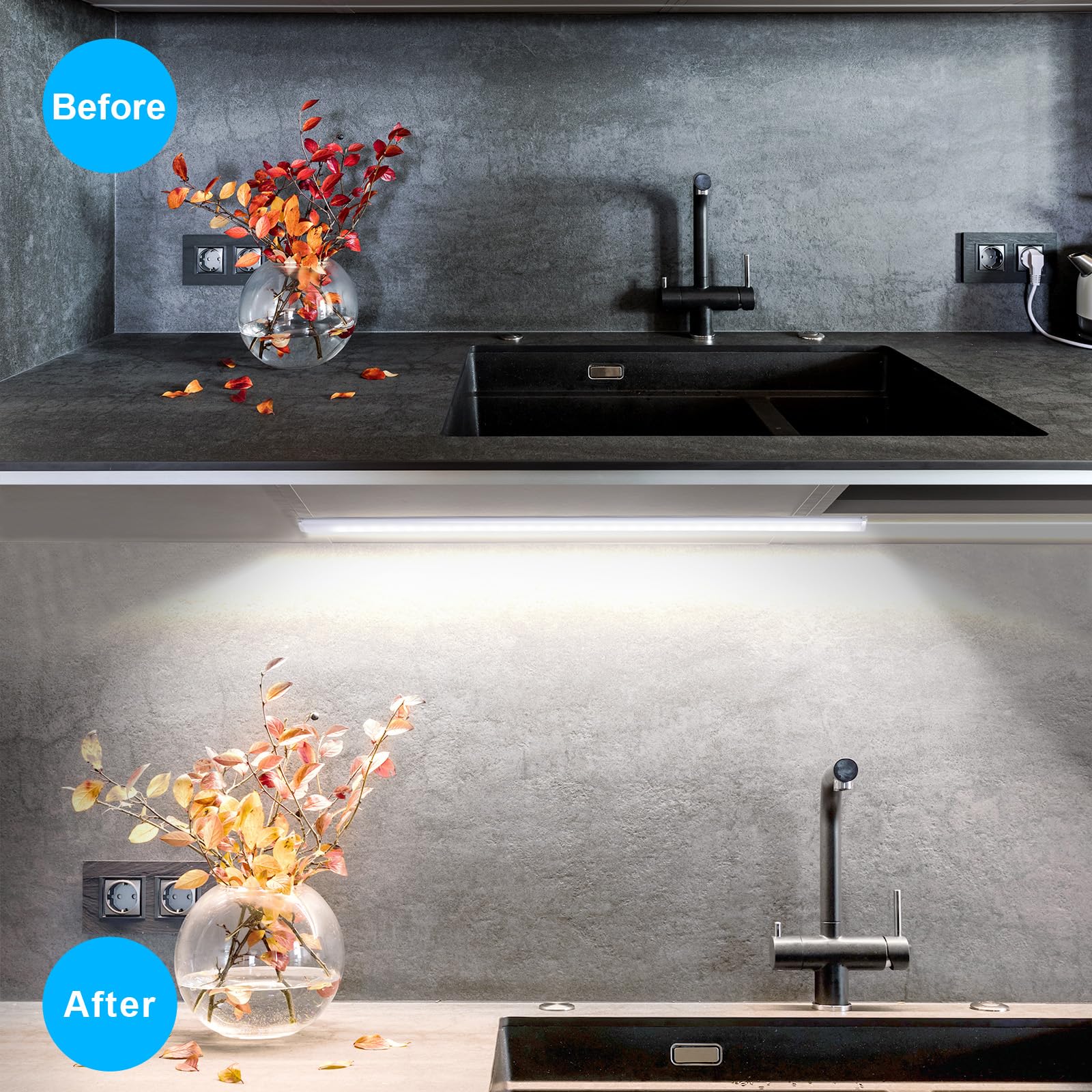 JUSJUBR 4 luci LED da incasso per computer, dimmerabili, con funzione di memoria, luce bianca fredda, 6500 K