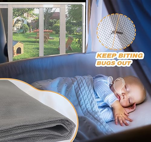 Miniatura 7 de AMLOOPH Kit de repuesto de marco de malla magnética para ventana de casa, pantalla de malla expandible de hasta 48 x 72 pulgadas, marco blanco,