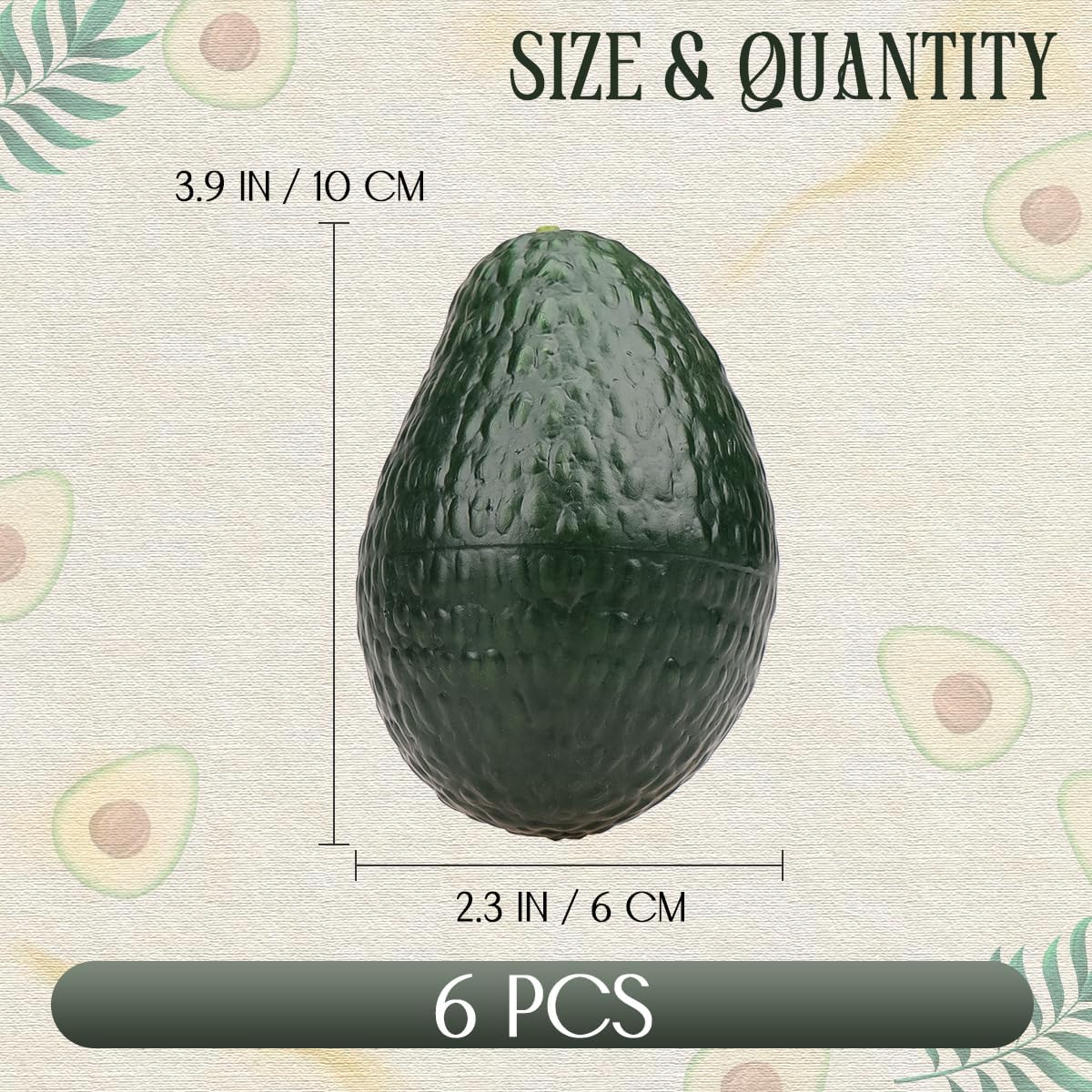 Gresorth 6pcs Artificial Lifelike Avocado Decoration Fake Fruit Home Party Festival Photography Props