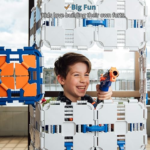 Miniatura 7 de 1 paquete – Kit de construcción de fuertes para niños – Juego creativo Nerf War – Construye búnker y objetivos Nerf – Obstáculos de guerra duraderos