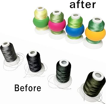 HimaPro Silicone Thread Spool Savers 48 Huggers 4 Bobbin Clamps و 4 Bobbin Holders - منع ذيول الخيط من فك - لا مزيد من النهايات الفضفاضة