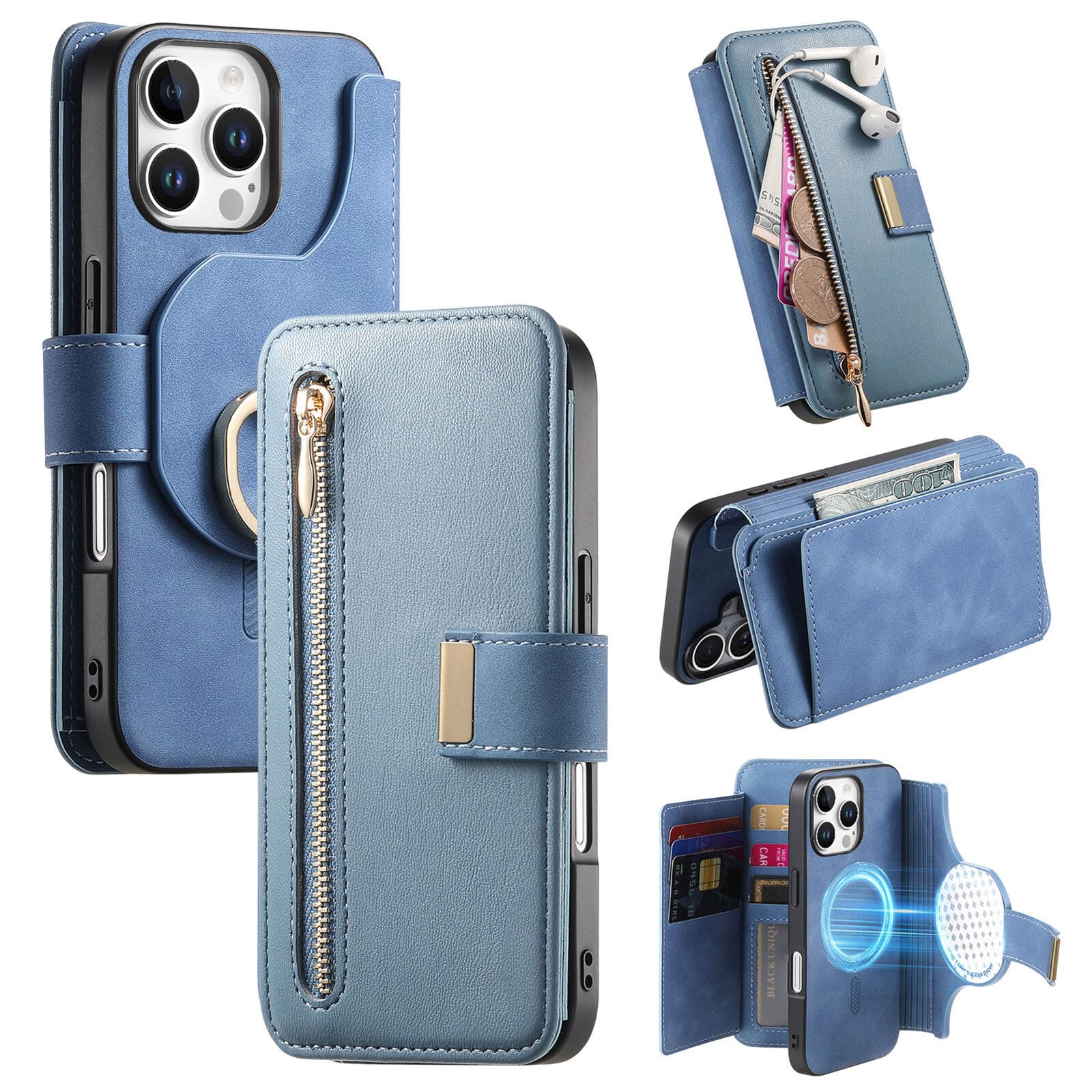 Étui portefeuille iPhone 14 Plus bleu idéal pour vos déplacements - 8