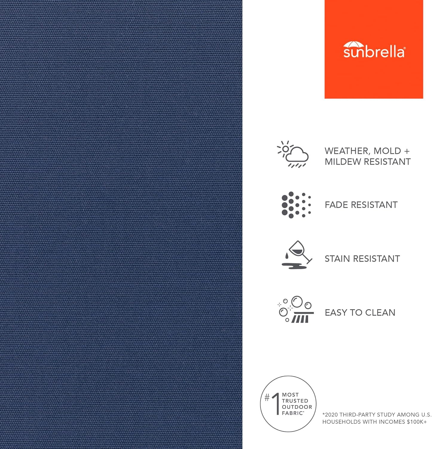 Sunbrella Outdoor Fabric by The Yard | Canvas Navy | Official Sunbrella Seller | Indoor or Outdoor Upholstery Fabric for Chairs, Cushions, Drapery, Pillows, Furniture