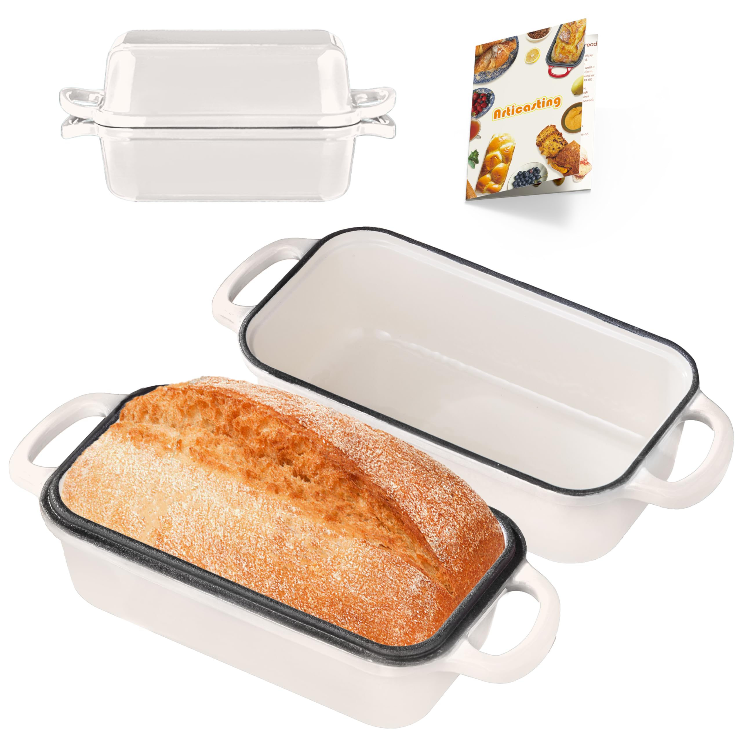 Articasting Enameled Cast Iron Bread Loaf Pan with Lid