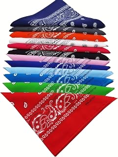 FANNI YOUPIN 100% Cotton Fine thick Bandanas Fashion Scarf for Men Women Paisley printed 22 inches 12pcs packed in Gift box