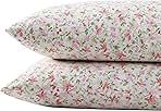 Laura Ashley - Standard Pillowcase Set, Breathable Percale Cotton Bedding, Crisp & Cool Home Decor (Evie Yellow, 2 Piece)