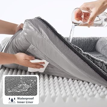 FURTIME Orthopaedic Large Dog Bed, Memory Foam Sofa Bed(90lbs), 90x65x17cm | Dark Gray with Particle Memory Sponge High Edge, Orthopaedic Dog Bed for Pain Relief & Healthy Sleep