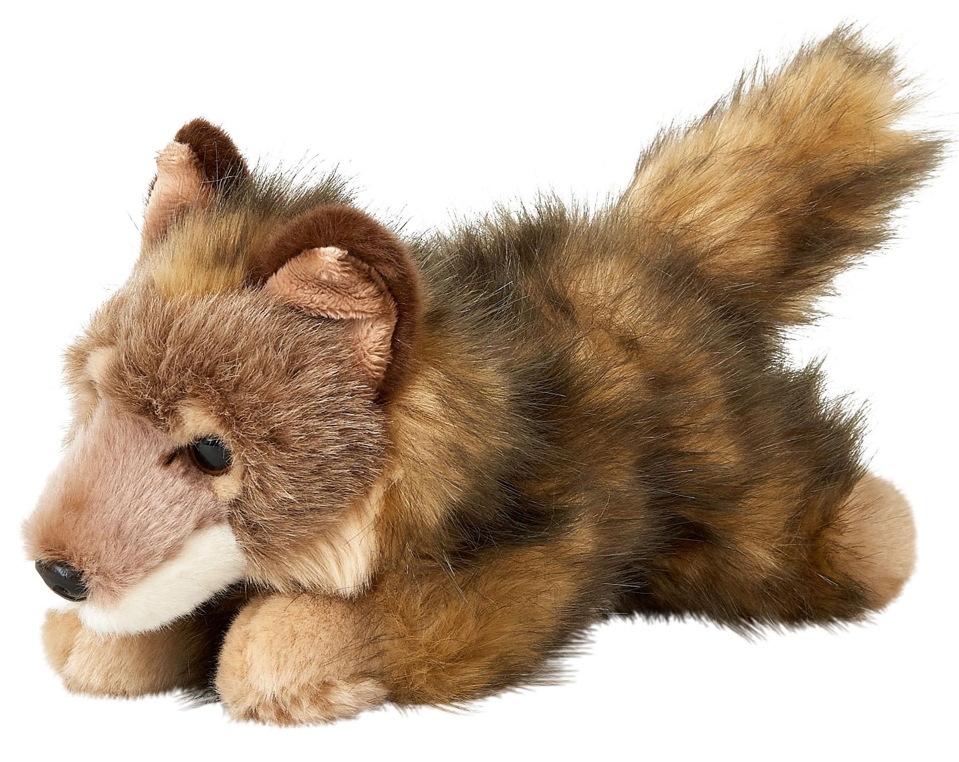 Uni-Toys - Wolf cub, lying down, 24 cm (length), plush wolf, plush toy, cuddly toy