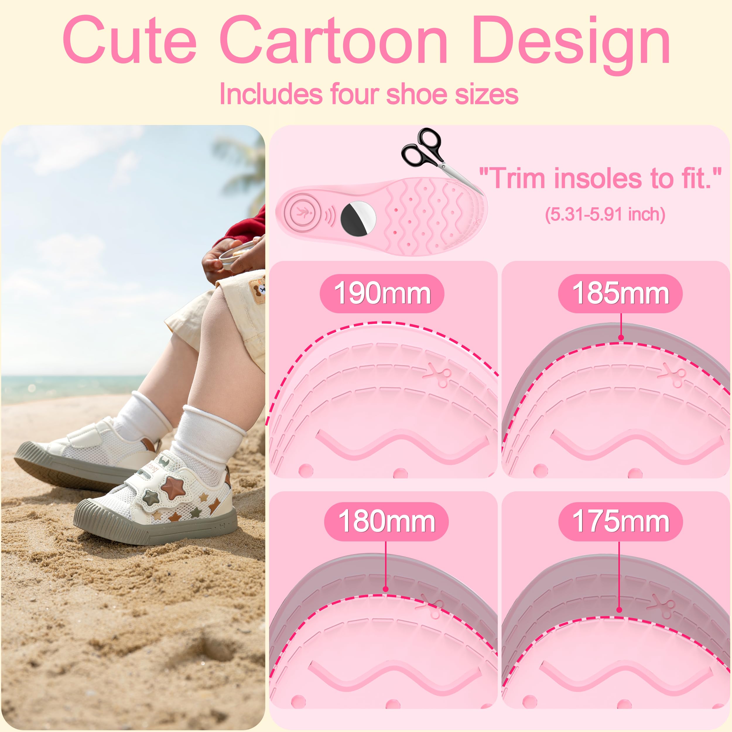 Semelle Intérieure Compatible AirTag - Pour Localiser Chaussures Enfants/seniors, Taille 190 Mm, Rose - 10