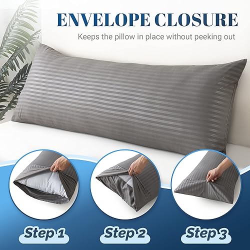 Miniatura 4 de Cosybay Relleno de almohada de cuerpo completo con funda de almohada gris oscuro, almohada de cama larga y esponjosa para adultos - Almohada firme