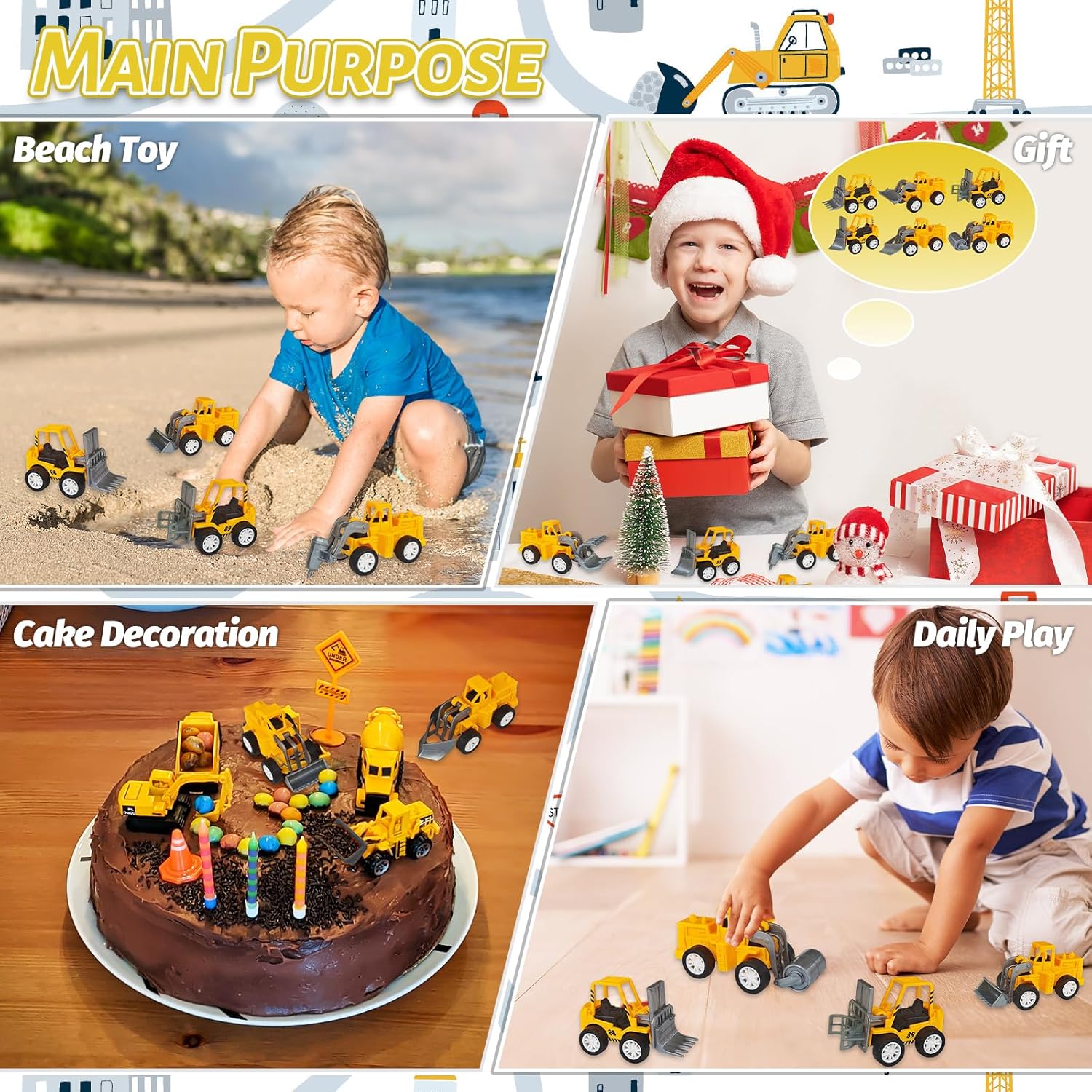 OJYUDD 12 Pcs Mini Construction Vehicles,Pull Back Engineering Vehicles,Play Figure Vehicles Toys for Birthday Party Favors,Gifts,Rewards