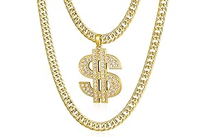 Soulja Boy Costume Inspired Gold Chain for Men with Dollar Sign Pendant Necklace
