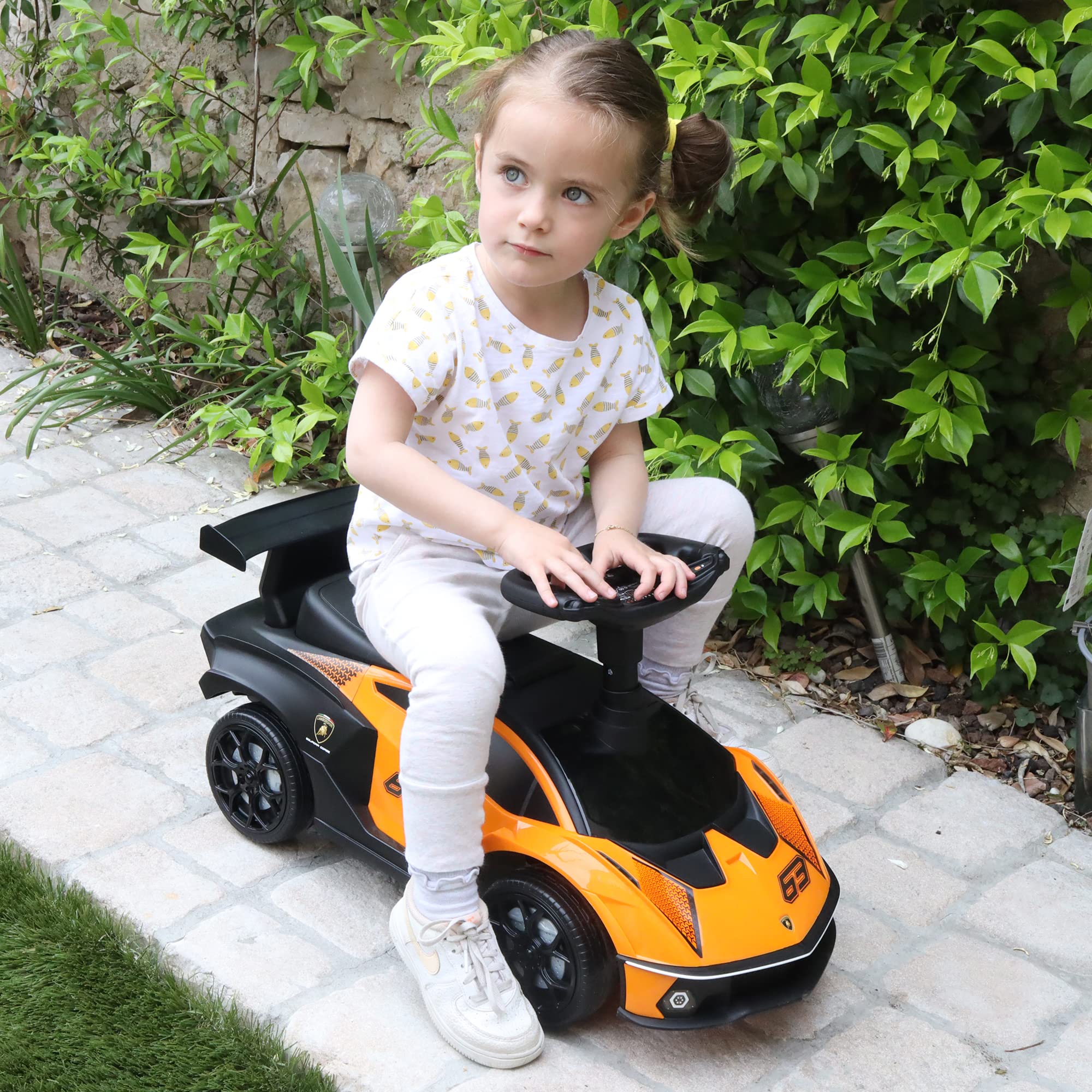 TURBO CHALLENGE - Lamborghini - Lauflernhilfe - 119711 - Freilauf - Orange - Max. 25 kg - Kunststoff - Batterien Nicht enthalten - Kinderspielzeug - Geschenk - Ab 12 Monaten