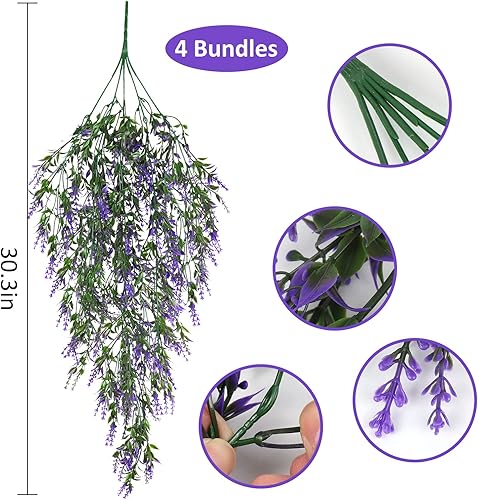 Miniatura 2 de RECUTMS Flores artificiales para exteriores, plantas colgantes resistentes a los rayos UV, plantas falsas, enredaderas verdes, flores para interior,