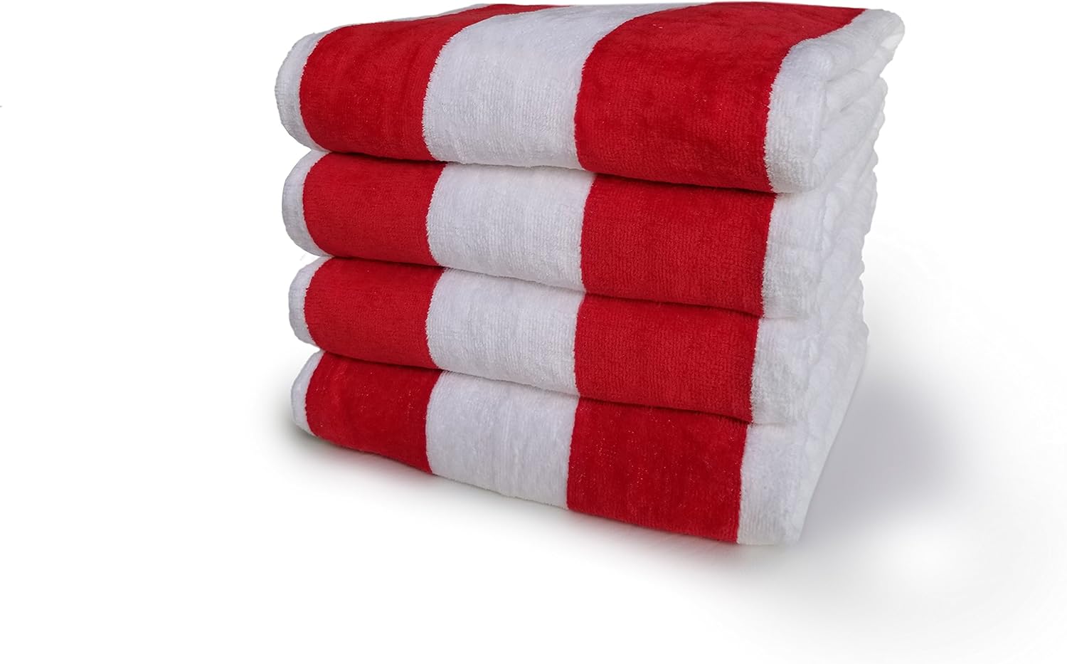 Royal Comfort 30x62 Terry Beach Towels Cotton Velour Cabana Stripe 100% Cotton. (4, Lime Green/White)