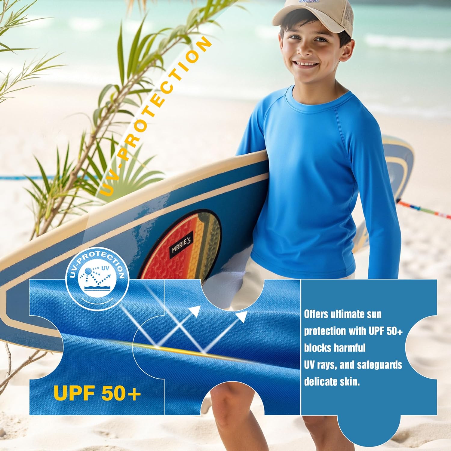 BRISIRA Boys Rash Guard UPF 50+ Cooling Kids Swim Shirt Long Sleeve SPF Sun Protection Quick Dry Fishing for Youth 6-16Y - Image 3